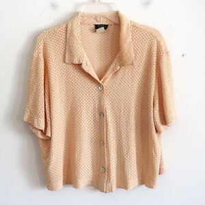 Teddi Dresses Yellow Eyelet Short Sleeve Blouse - Size Small